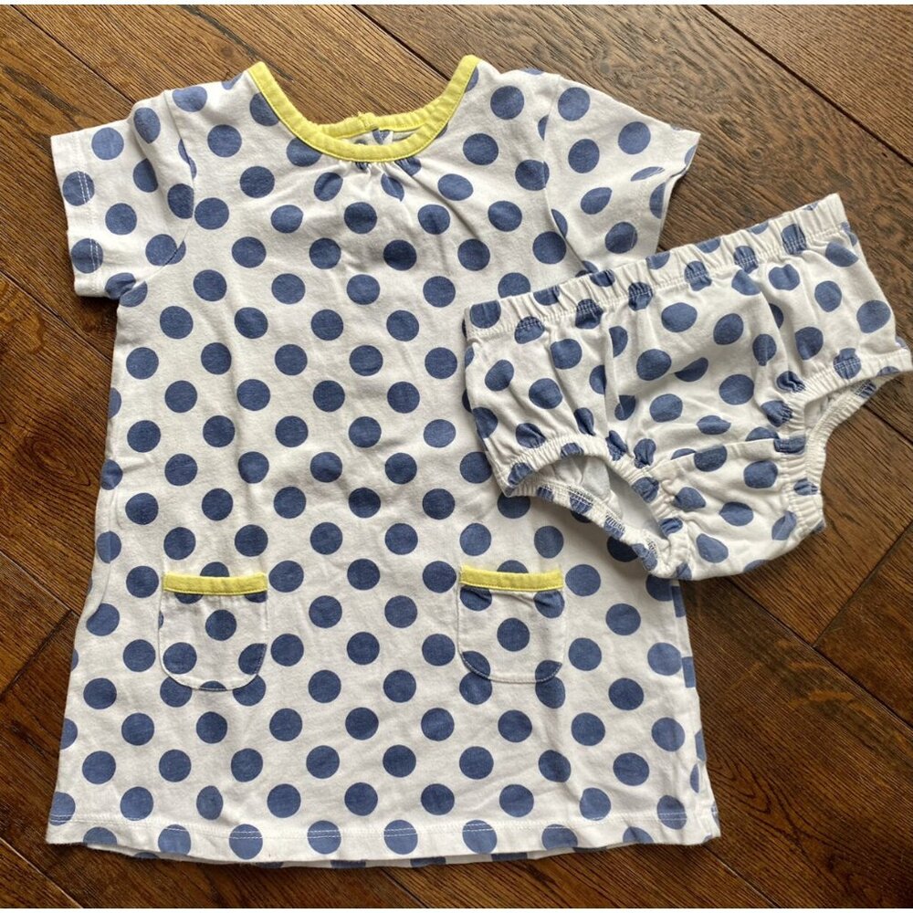 Baby Boden Polka Dot Dress with Bloomers - Size 12-18 months